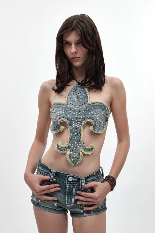 Rock Revival by Jaded London Studded Fleur de Lis Top made by Rock Revival
