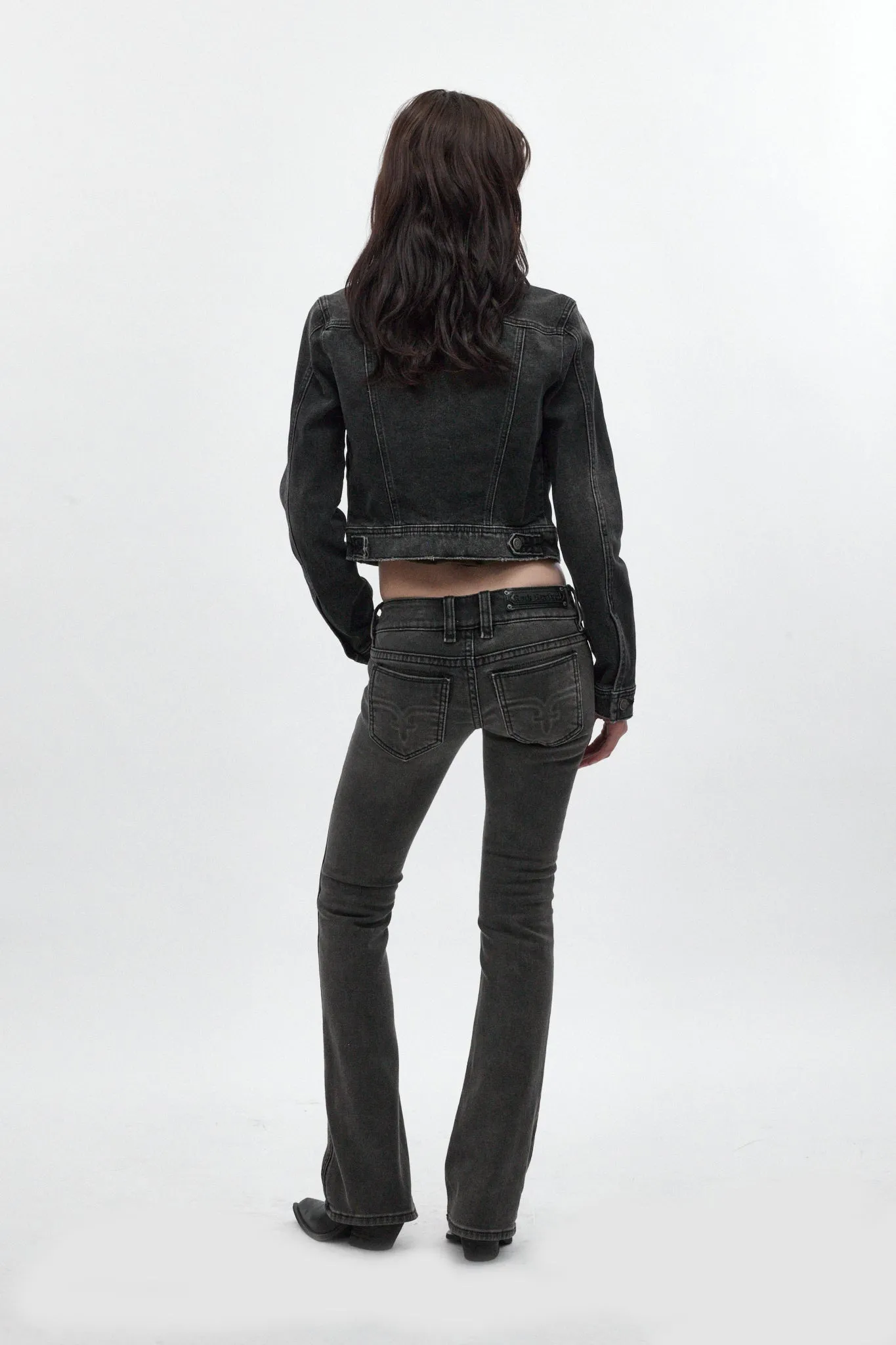 Gwen Cropped Fitted Denim Jacket in Black Washed sold by Rock Revival product image thumbnail 5