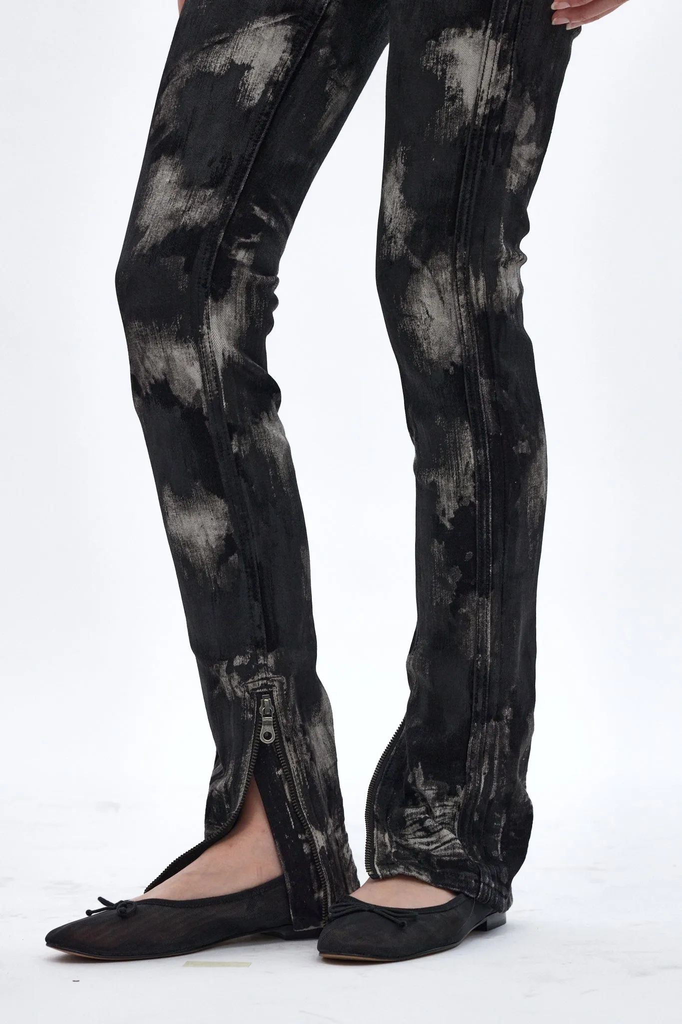 Camille Super Low-Rise Moto Skinny Jean in Black Granite. Black Coating sold by Rock Revival product image thumbnail 2