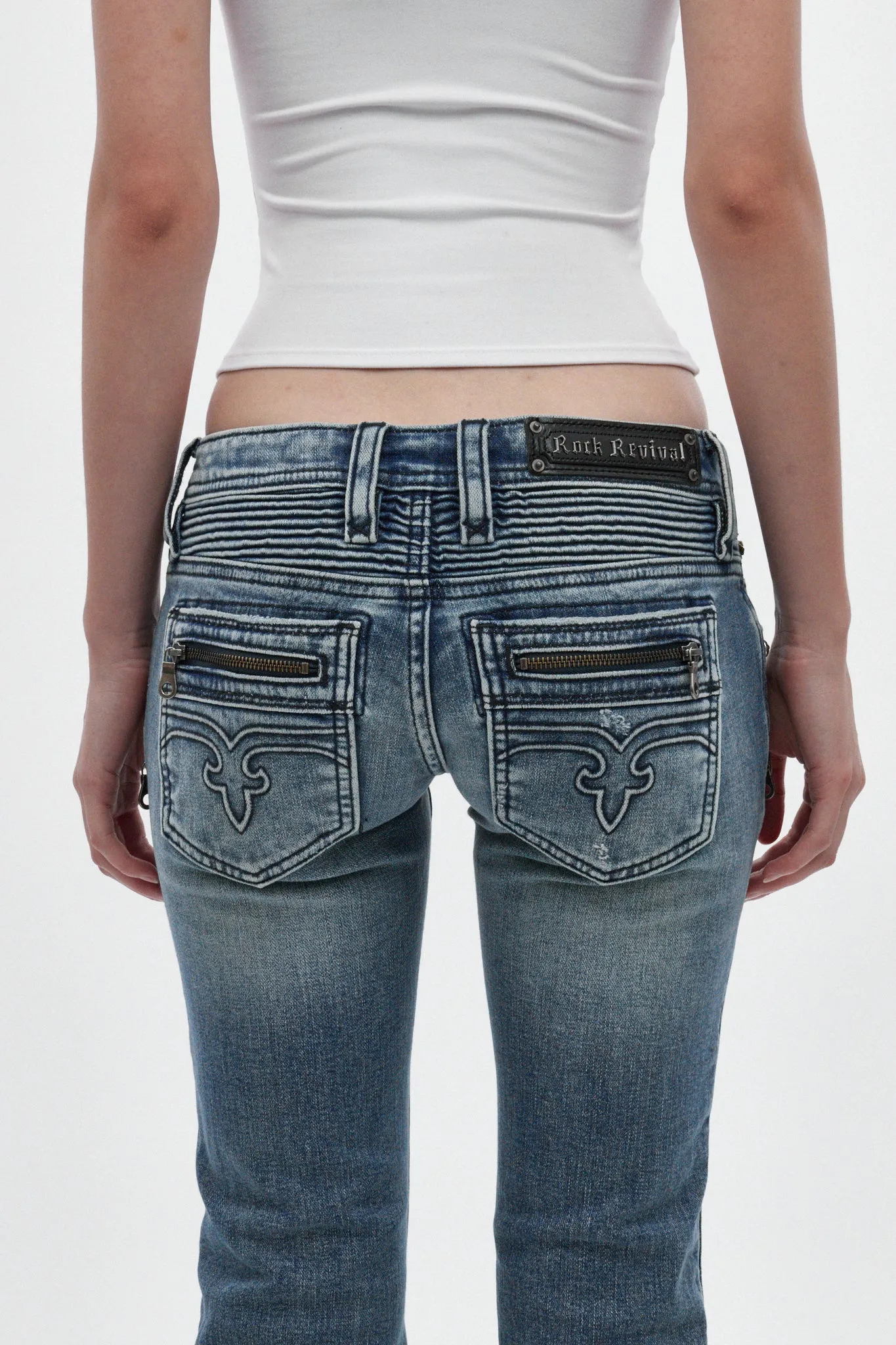 Kamil Super Low-Rise Bootcut in Blue sold by Rock Revival product image thumbnail 2