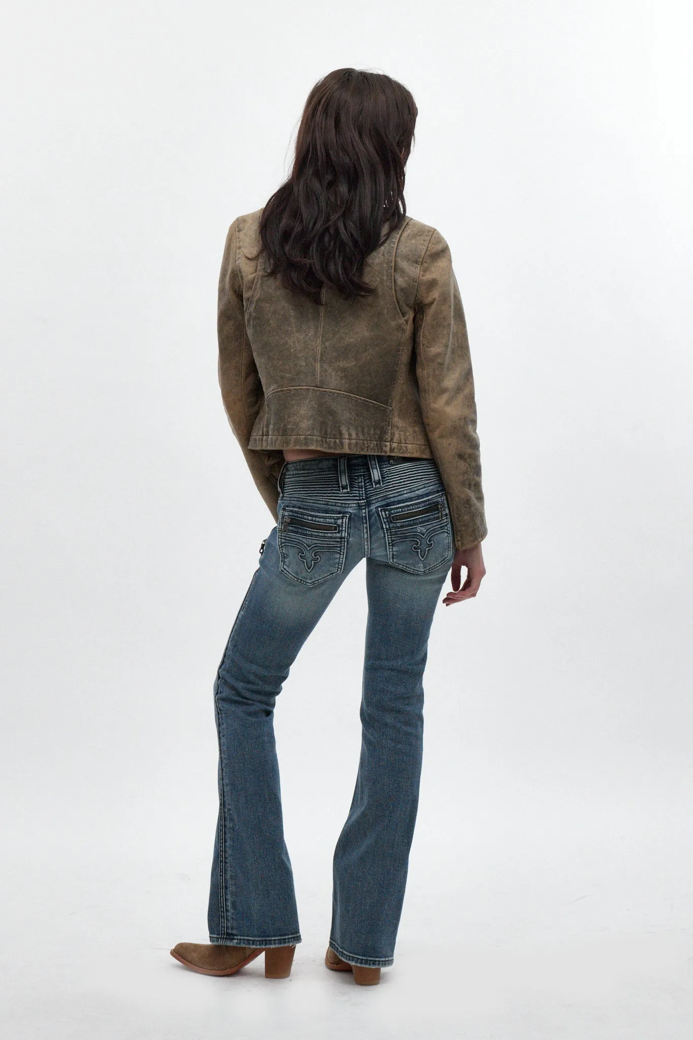 Kamil Super Low-Rise Bootcut in Blue sold by Rock Revival product image thumbnail 5