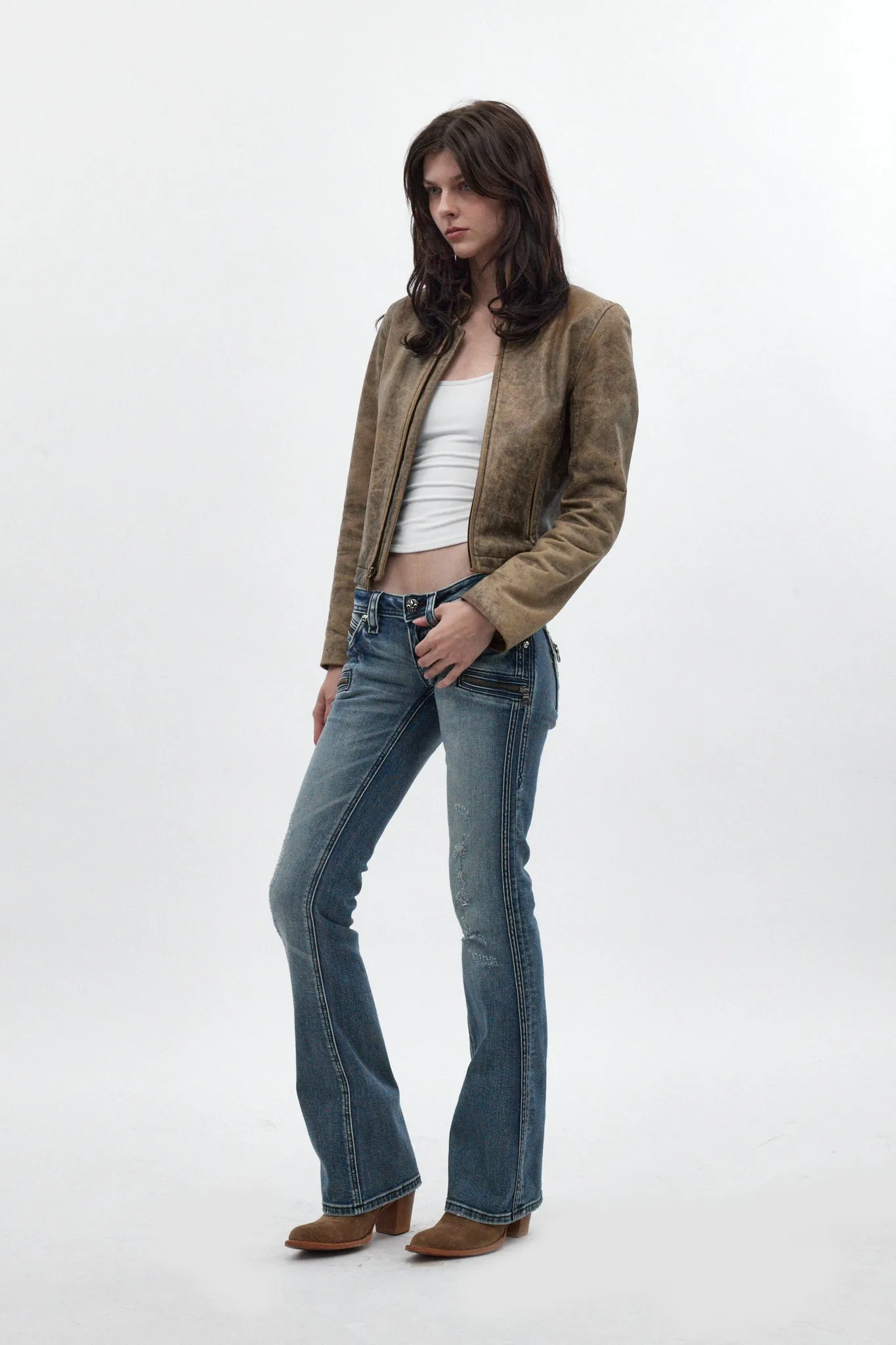 Kamil Super Low-Rise Bootcut in Blue sold by Rock Revival product image thumbnail 4