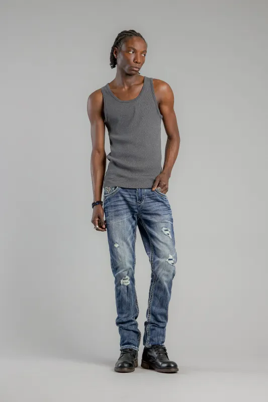 Brooks Alt Straight Jeans in Dark Blue made by Rock Revival