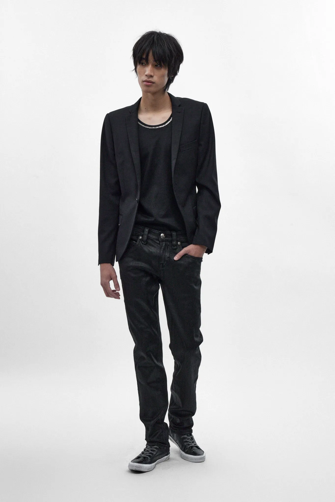 Gene Slim Jeans in Black Coating sold by Rock Revival