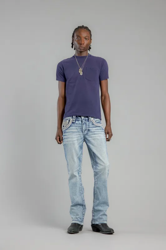 Baxter Bootcut Jeans in Light Blue made by Rock Revival