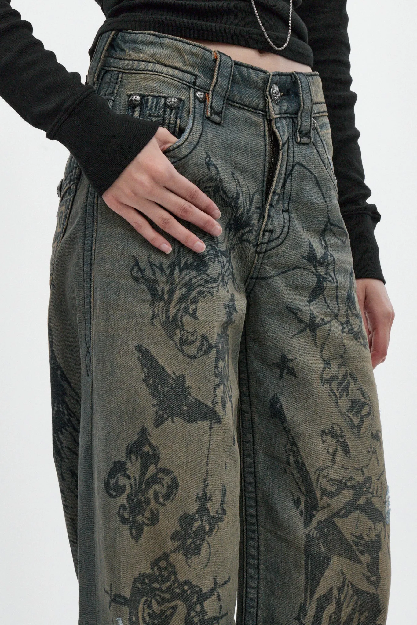 Rock Revival by Jaded London Colossus Jeans in Vintage Blue (W) sold by Rock Revival product image thumbnail 4