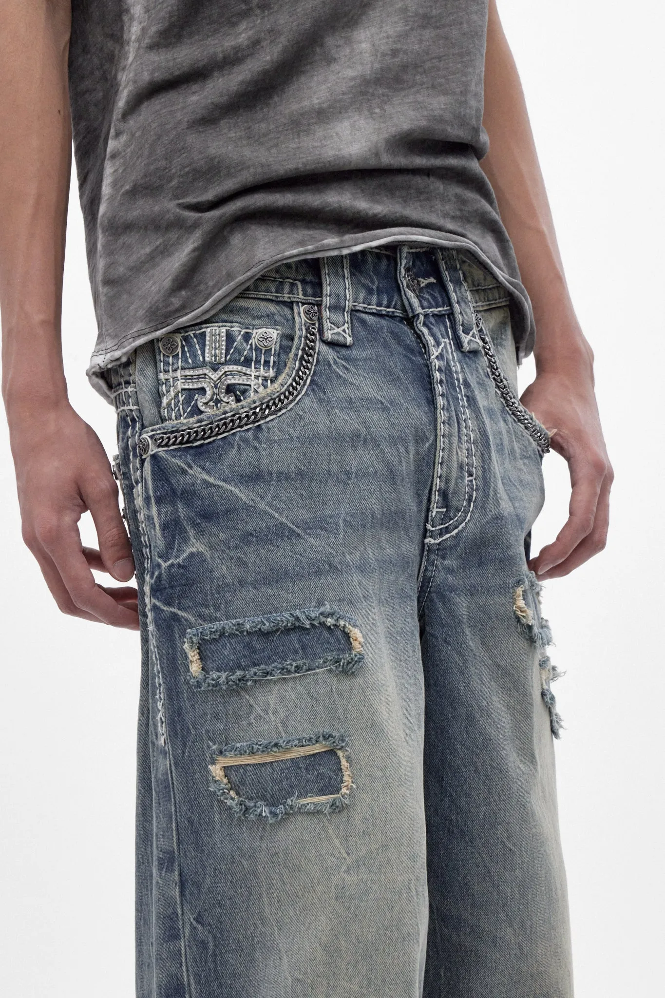Colossus Jeans, By Jaded London in Medium Blue (M) sold by Rock Revival product image thumbnail 3