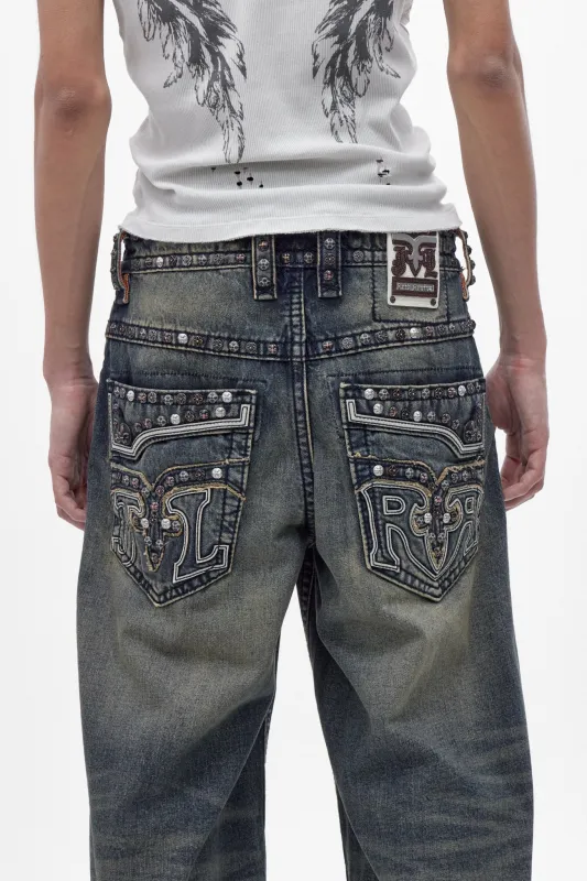 Colossus jeans, By Jaded London in Dark Blue (M) made by Rock Revival