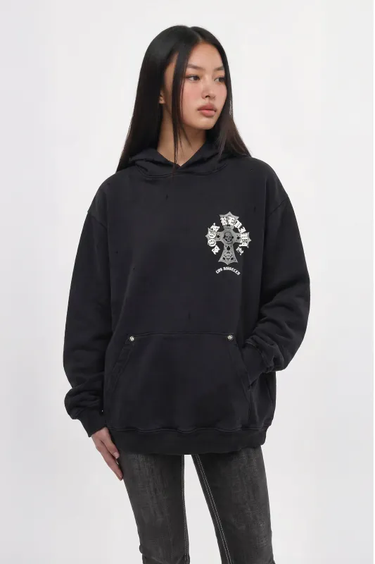 Silent Cross Hoodie in Black (W) made by Rock Revival