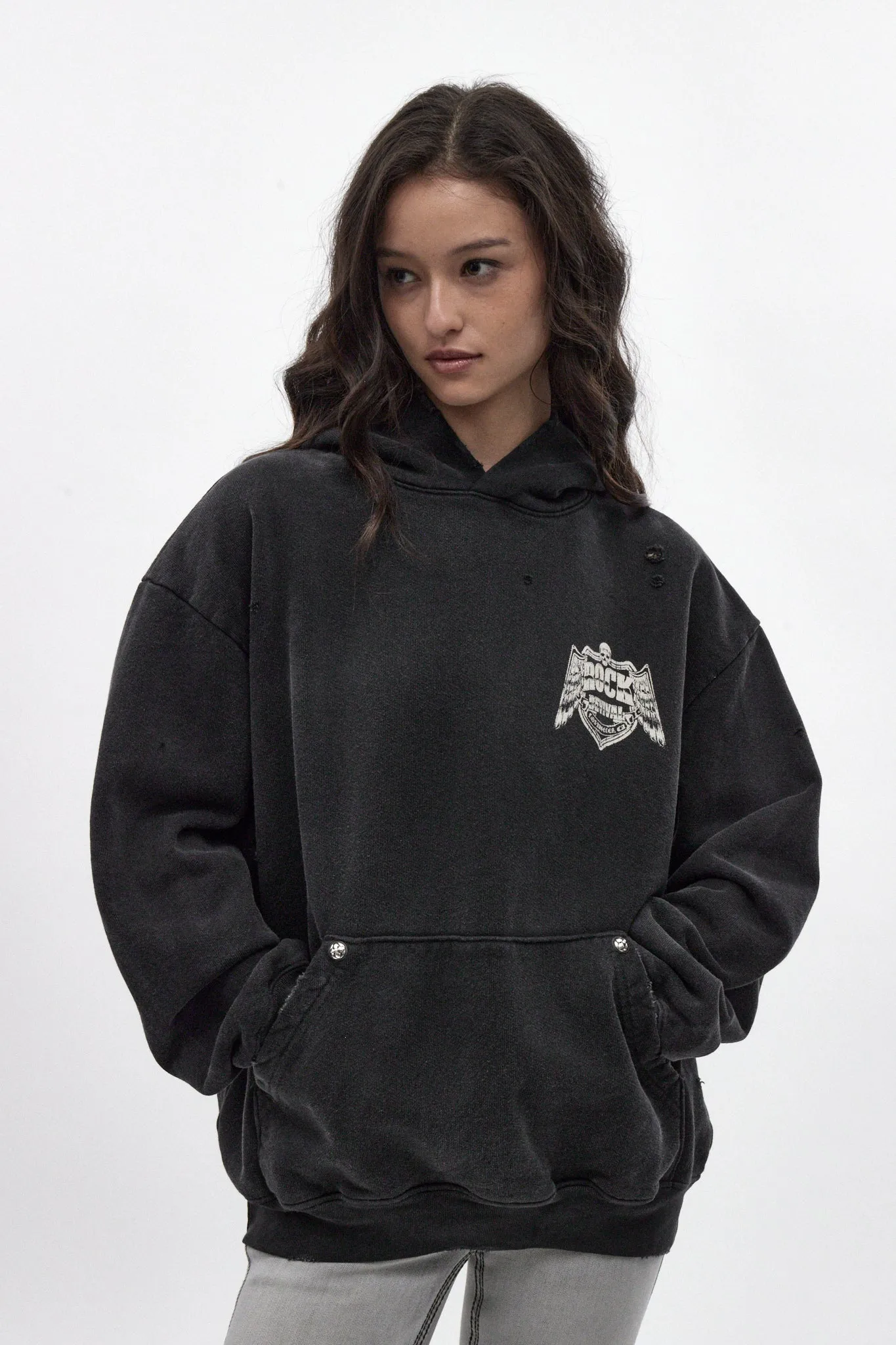 Mayhem Hoodie in Black (W) sold by Rock Revival