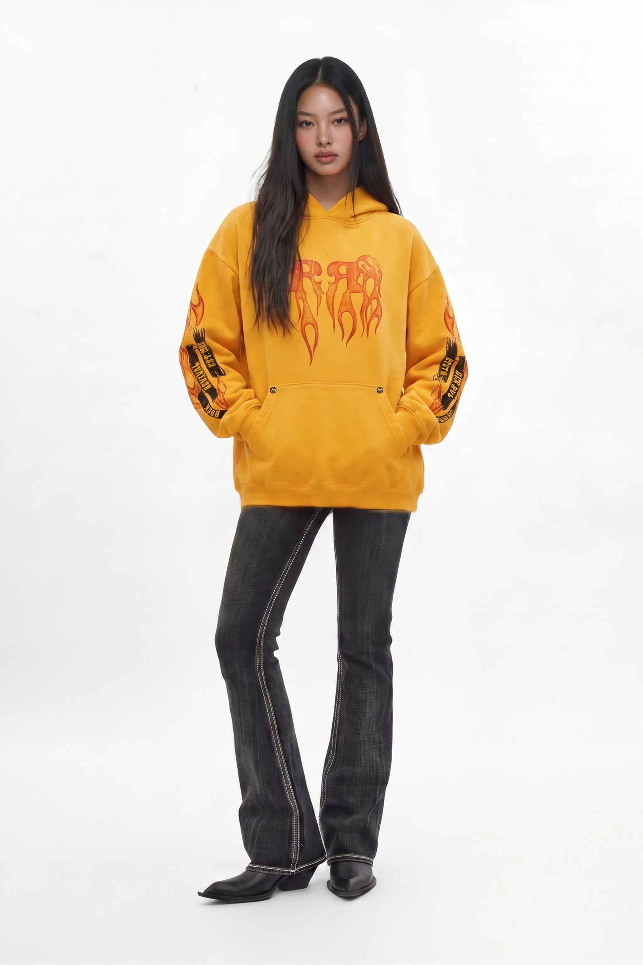 Molten Script Hoodie in Yellow (W) sold by Rock Revival product image thumbnail 4