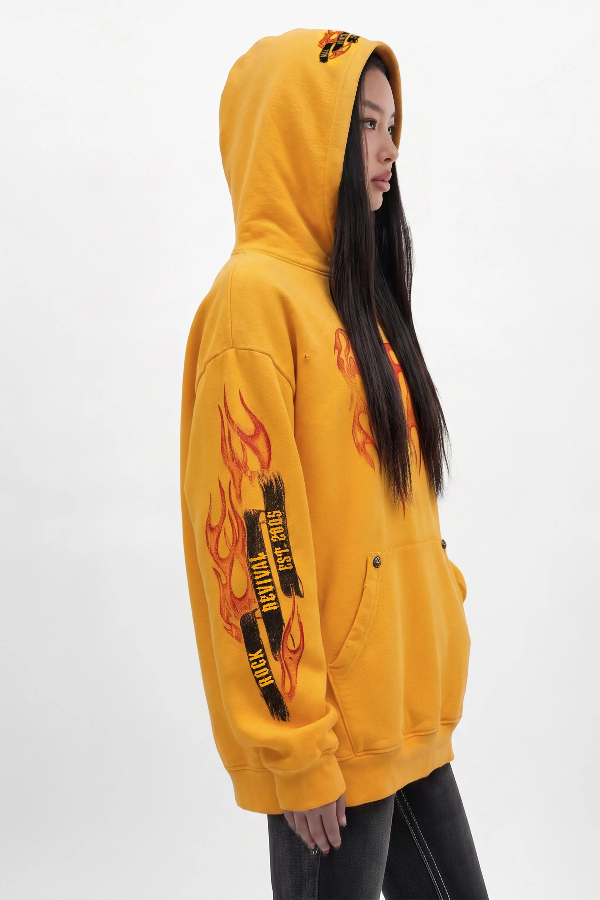 Molten Script Hoodie in Yellow (W) sold by Rock Revival product image thumbnail 5