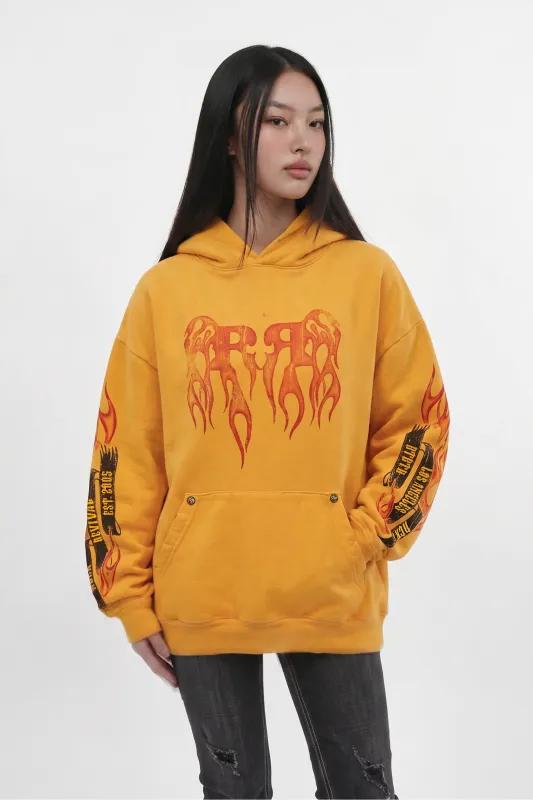 Molten Script Hoodie in Yellow (W) made by Rock Revival