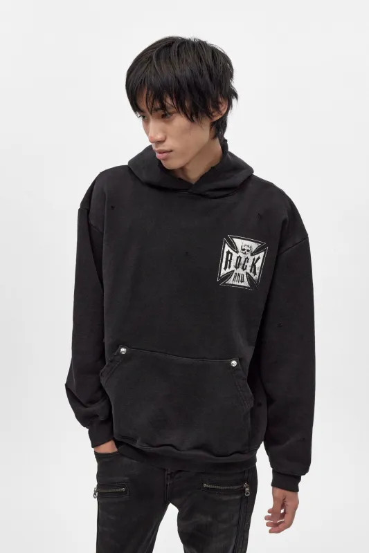 Iron Relic Hoodie in Black made by Rock Revival