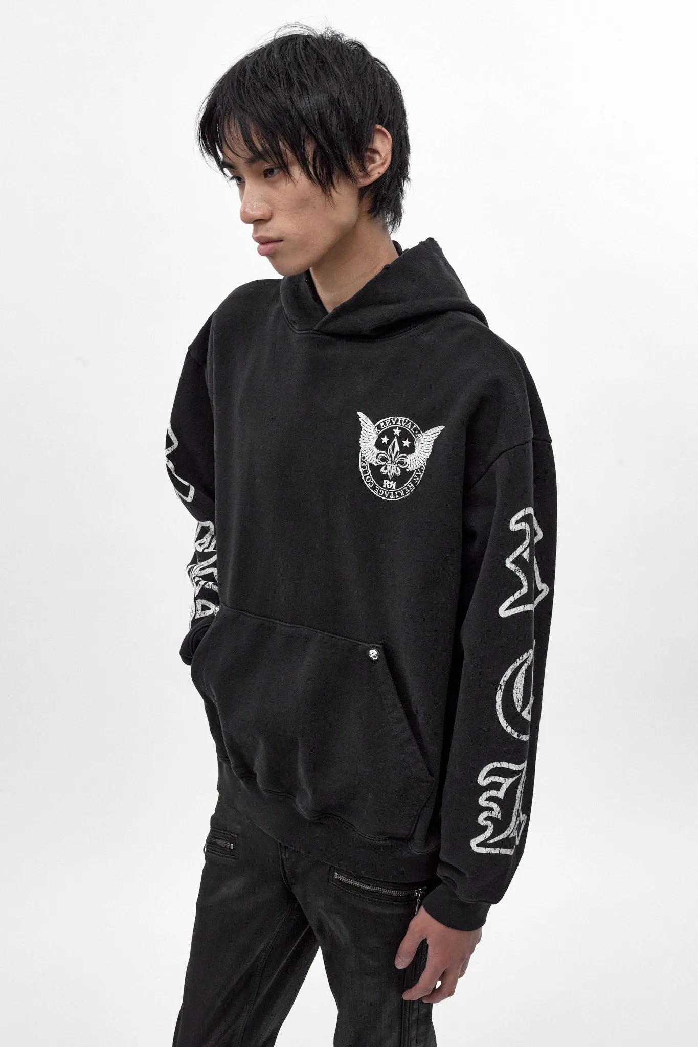 Wing Crest Hoodie in Black sold by Rock Revival