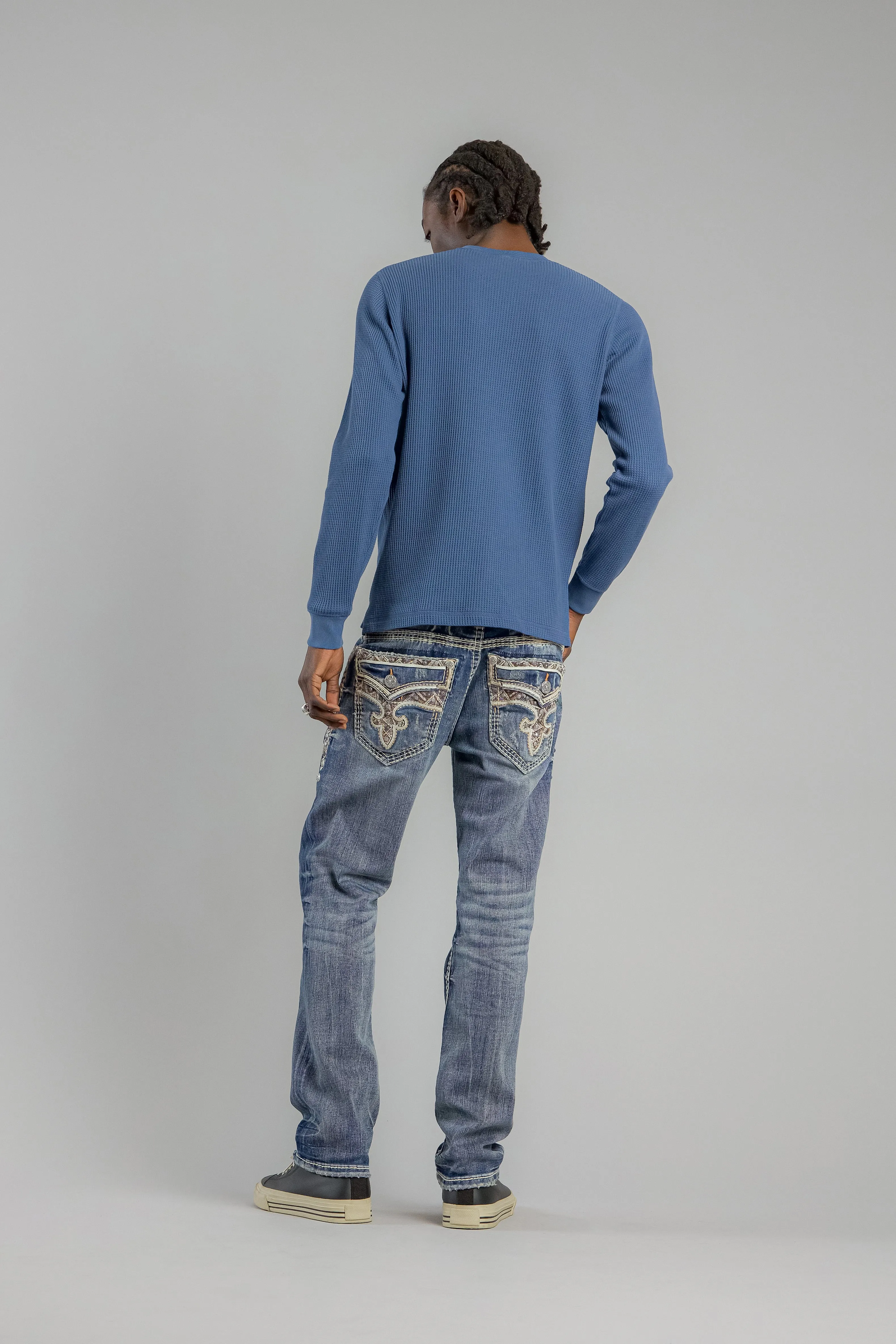 Brayen Straight Jeans in Dark Blue sold by Rock Revival product image thumbnail 3