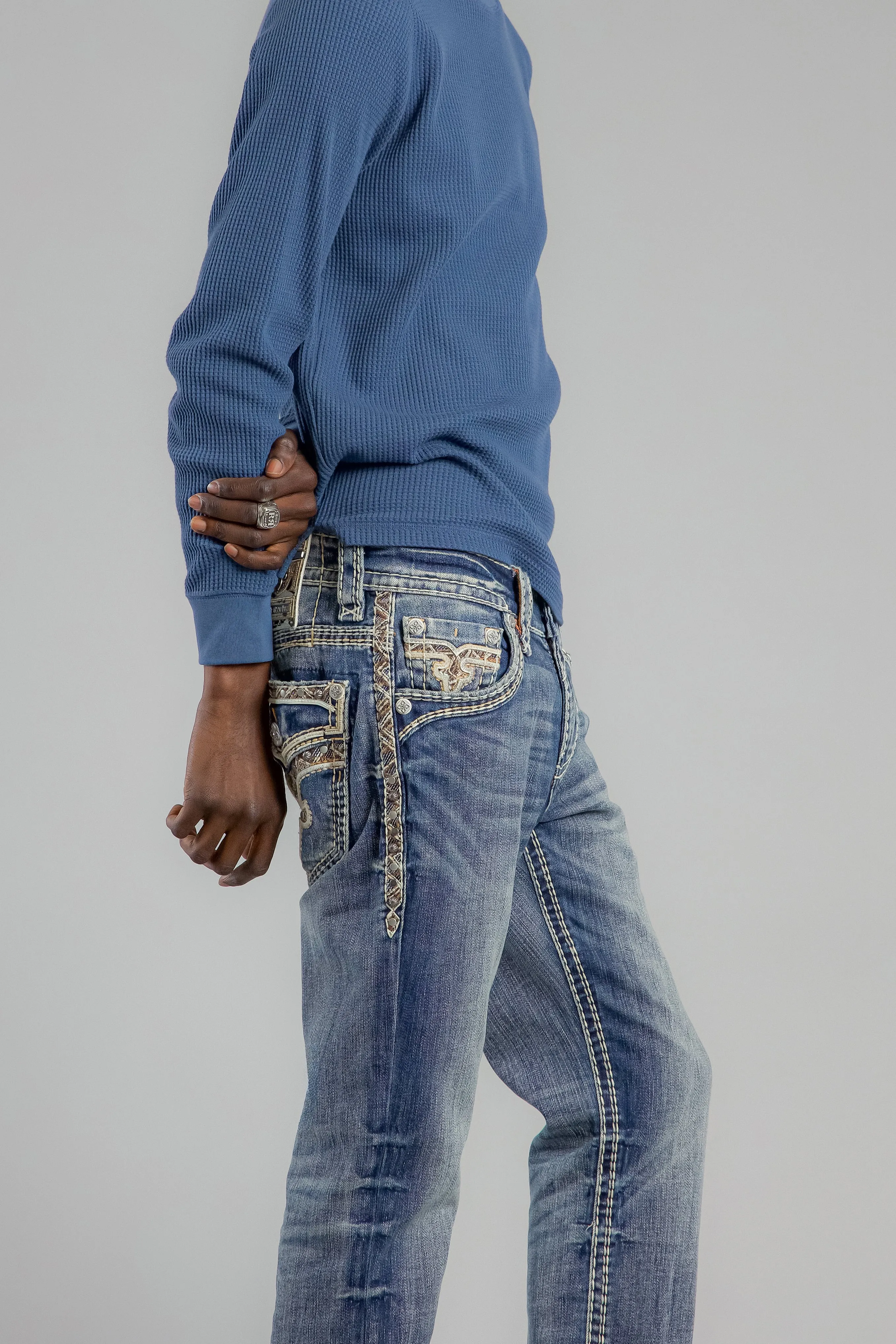 Brayen Straight Jeans in Dark Blue sold by Rock Revival product image thumbnail 5