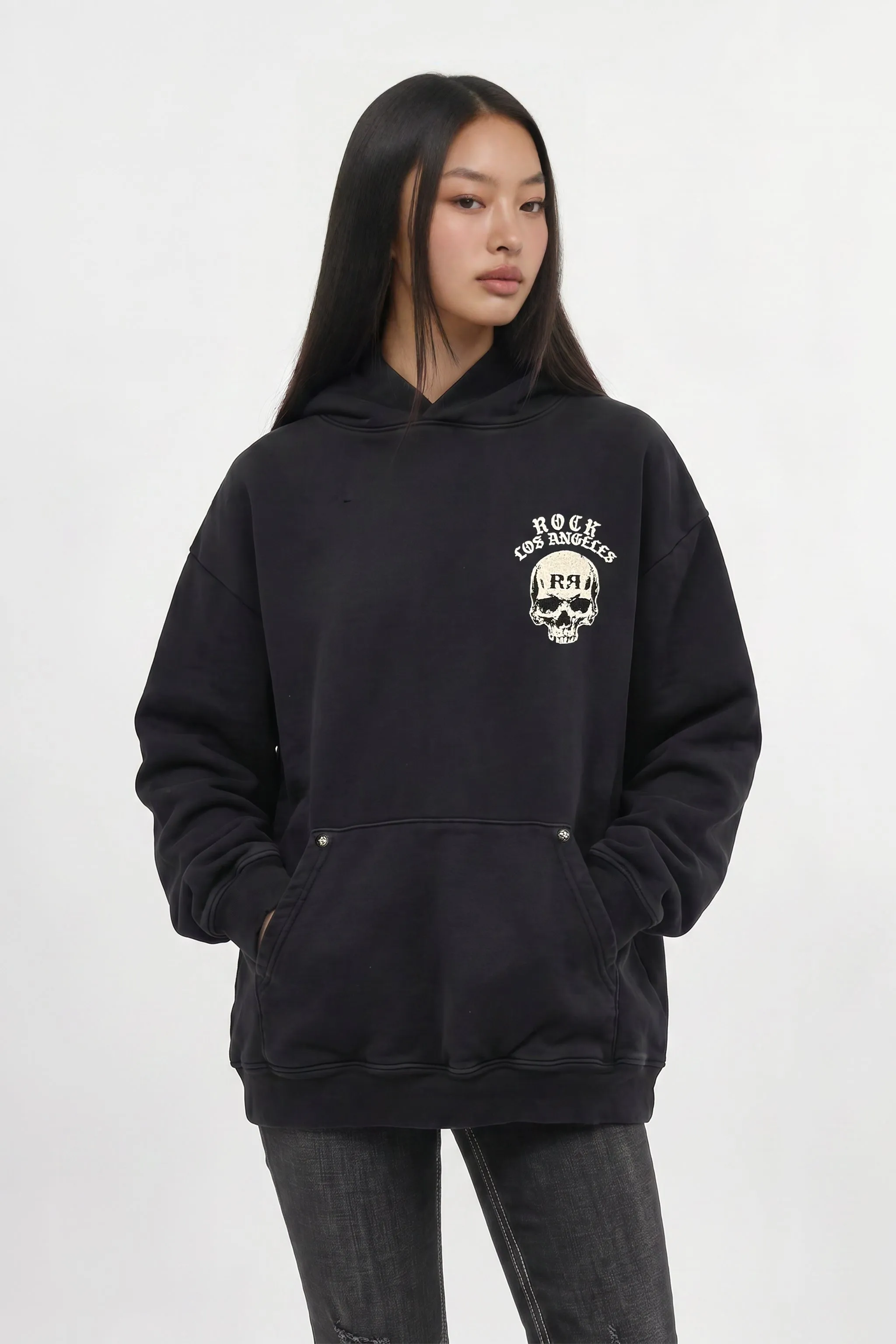 Grim Hoodie in Black (W) sold by Rock Revival