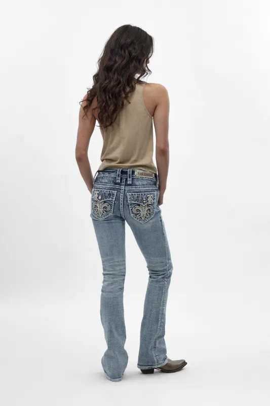 Carly Mid-Rise Bootcut Jeans in Light Blue made by Rock Revival