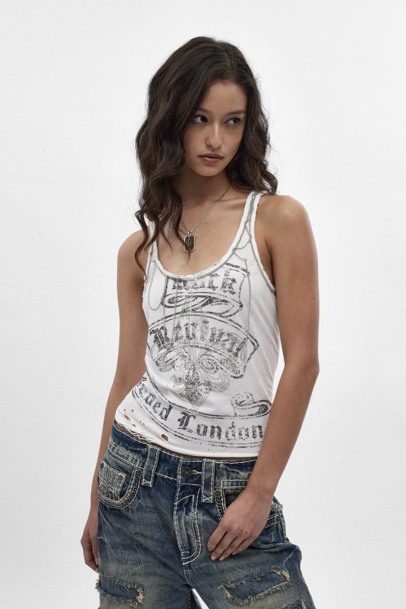 Rock Revival by Jaded London Chain Embroidered Vest Top (W) sold by Rock Revival