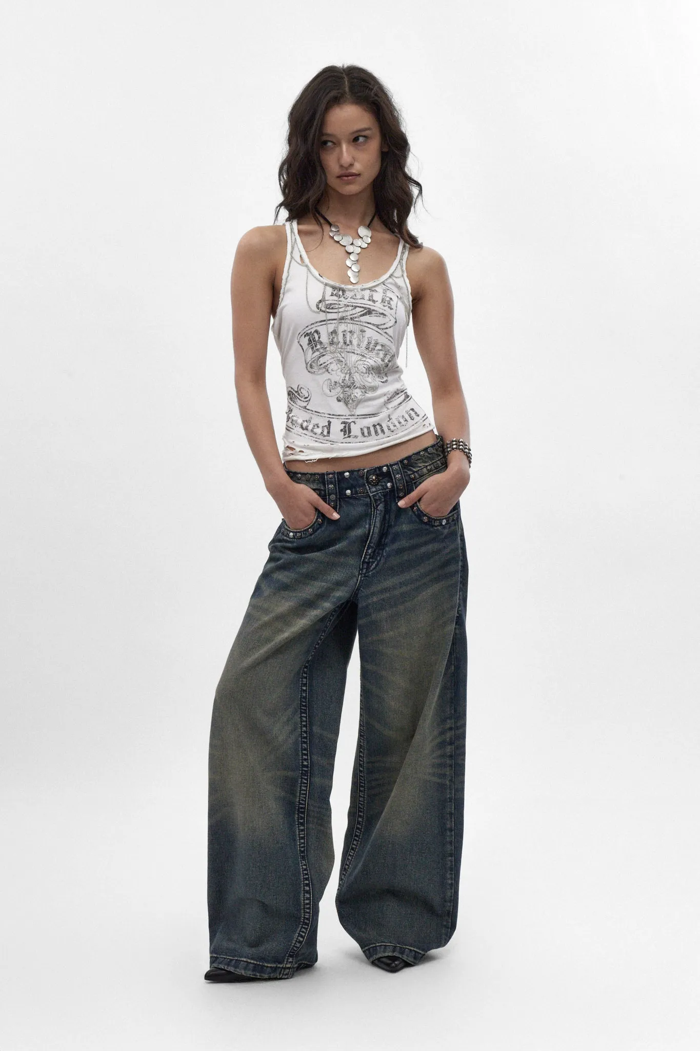 Rock Revival by Jaded London Chain Embroidered Vest Top (W) sold by Rock Revival product image thumbnail 4