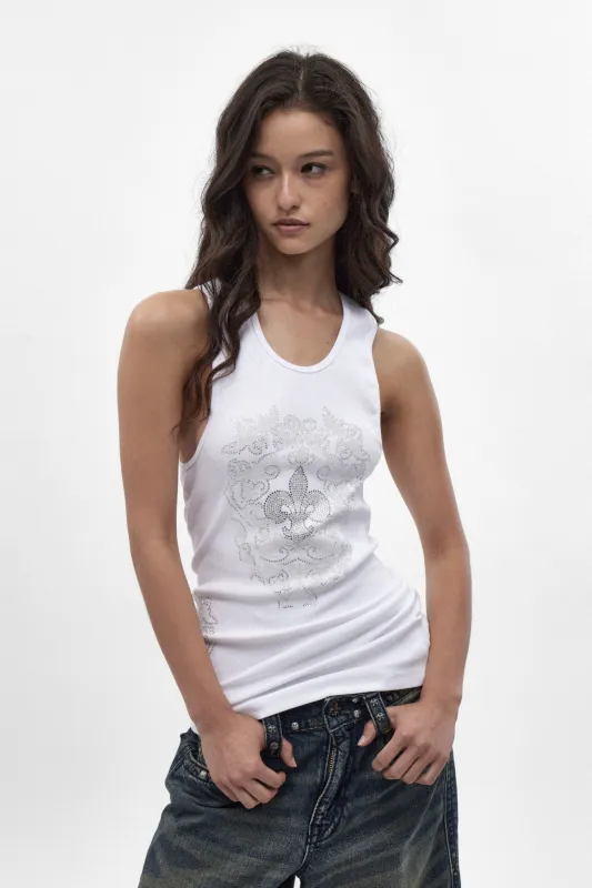 Rock Revival by Jaded London Rhinestone Fleur de Lis Vest Top (W) made by Rock Revival