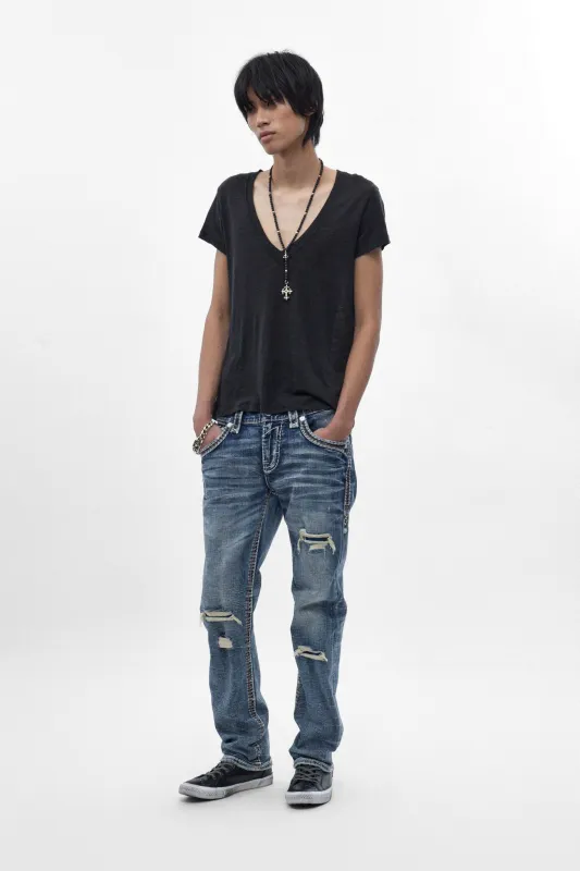 Zayn Straight Jeans in Medium Blue made by Rock Revival