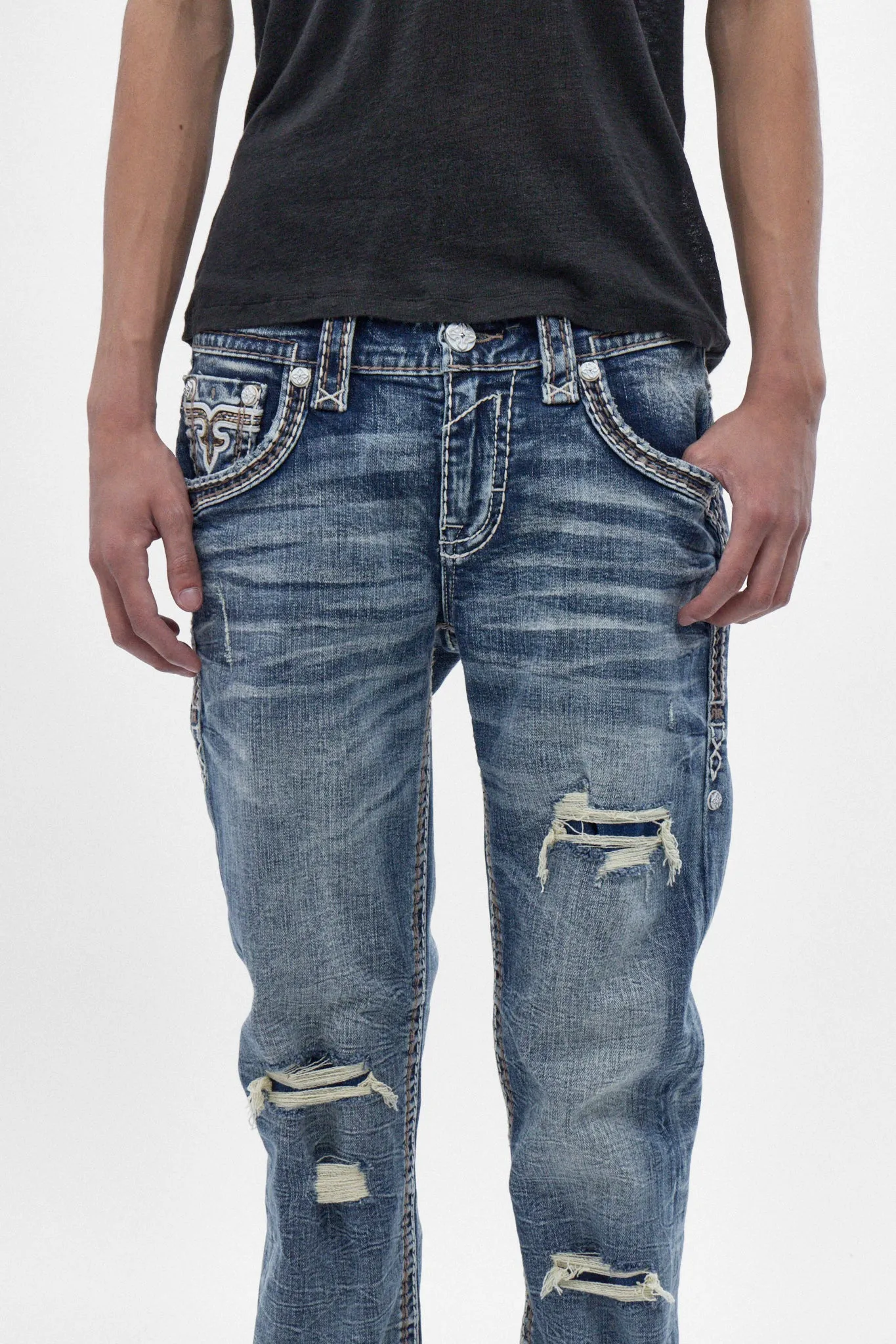 Zayn Straight Jeans in Medium Blue sold by Rock Revival product image thumbnail 4