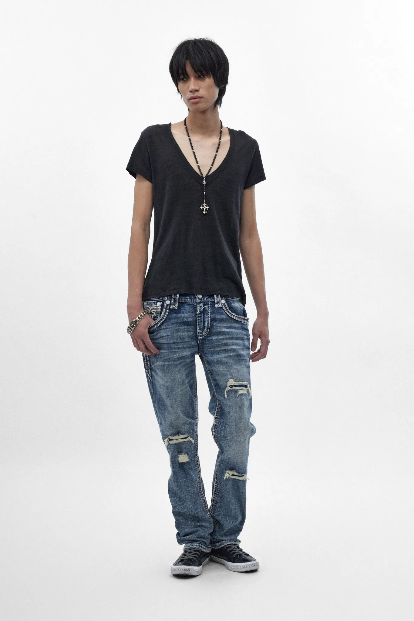 Zayn Straight Jeans in Medium Blue sold by Rock Revival product image thumbnail 3