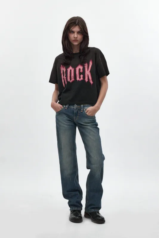 Isa Low-Rise Relaxed Straight Jeans in Vintage Blue made by Rock Revival