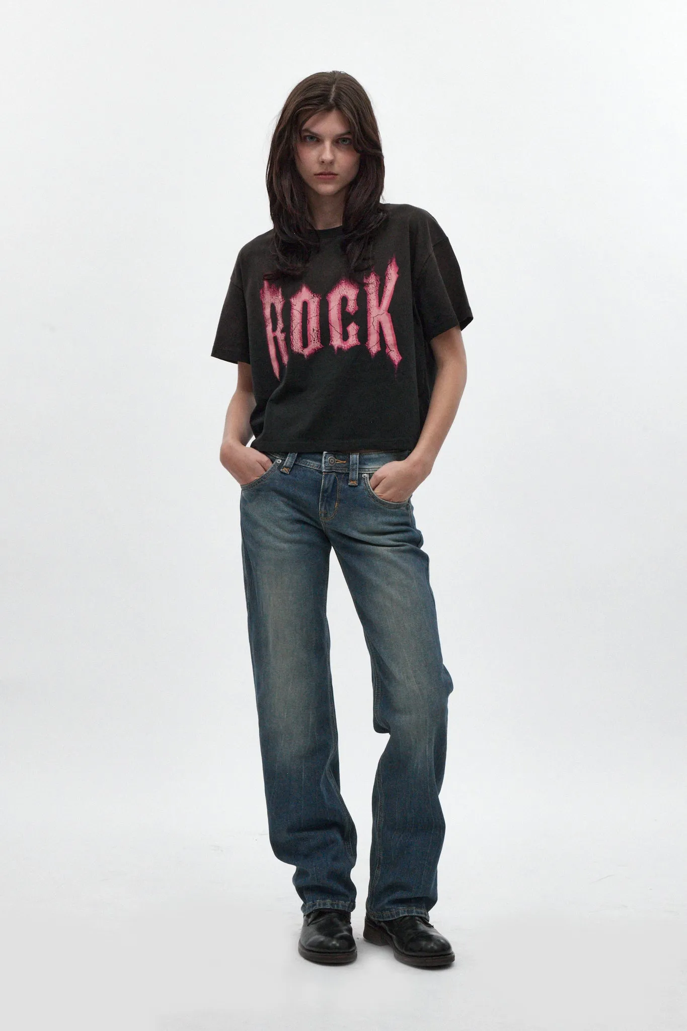 Isa Low-Rise Relaxed Straight Jeans in Vintage Blue sold by Rock Revival