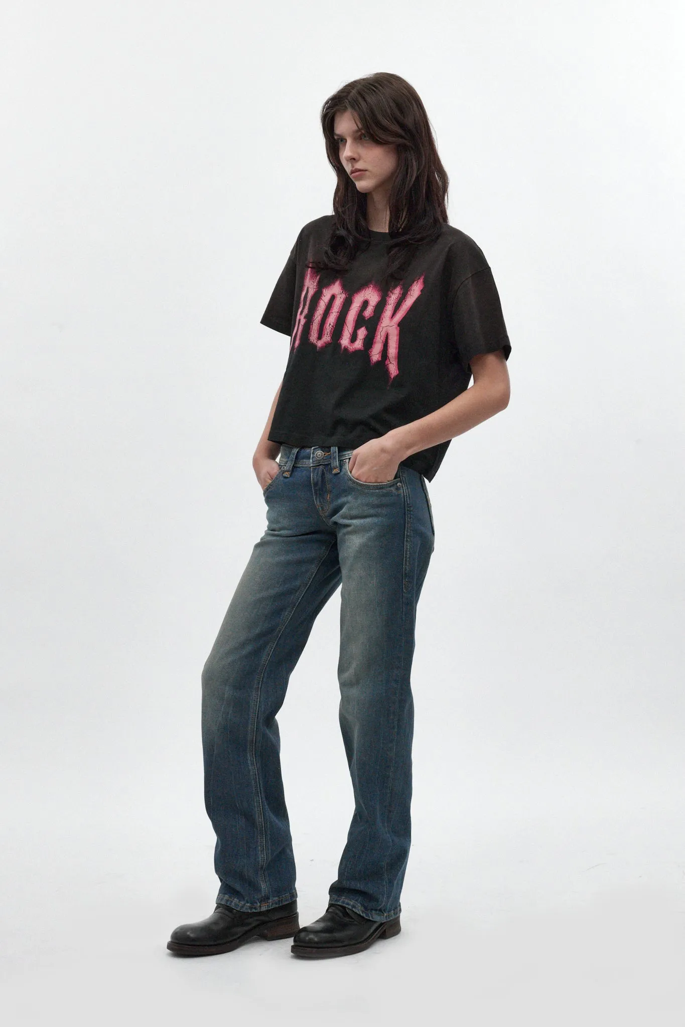 Isa Low-Rise Relaxed Straight Jeans in Vintage Blue sold by Rock Revival product image thumbnail 4