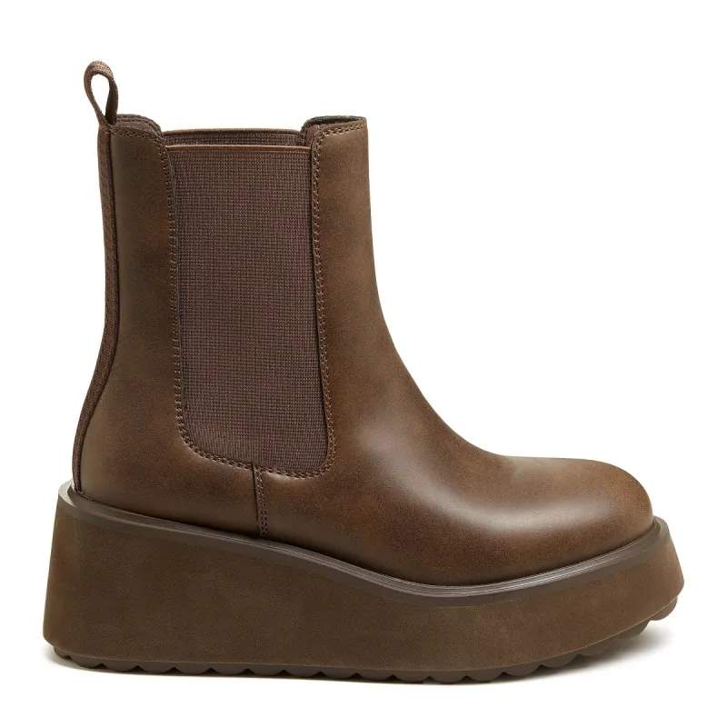 Heyday Brown Platform Chelsea Boot made by Rocket Dog