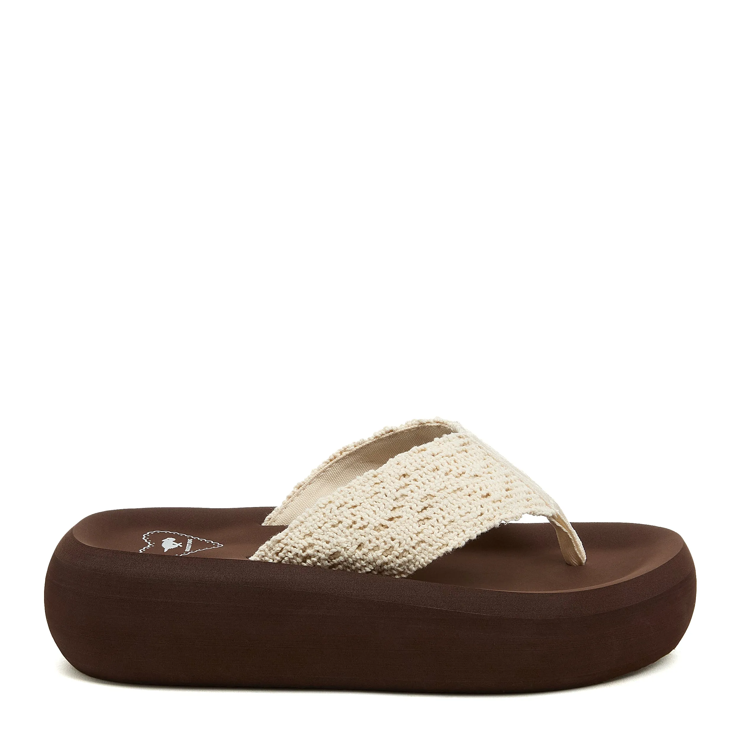 Sandy Natural Crochet Platform Flip Flop sold by Rocket Dog