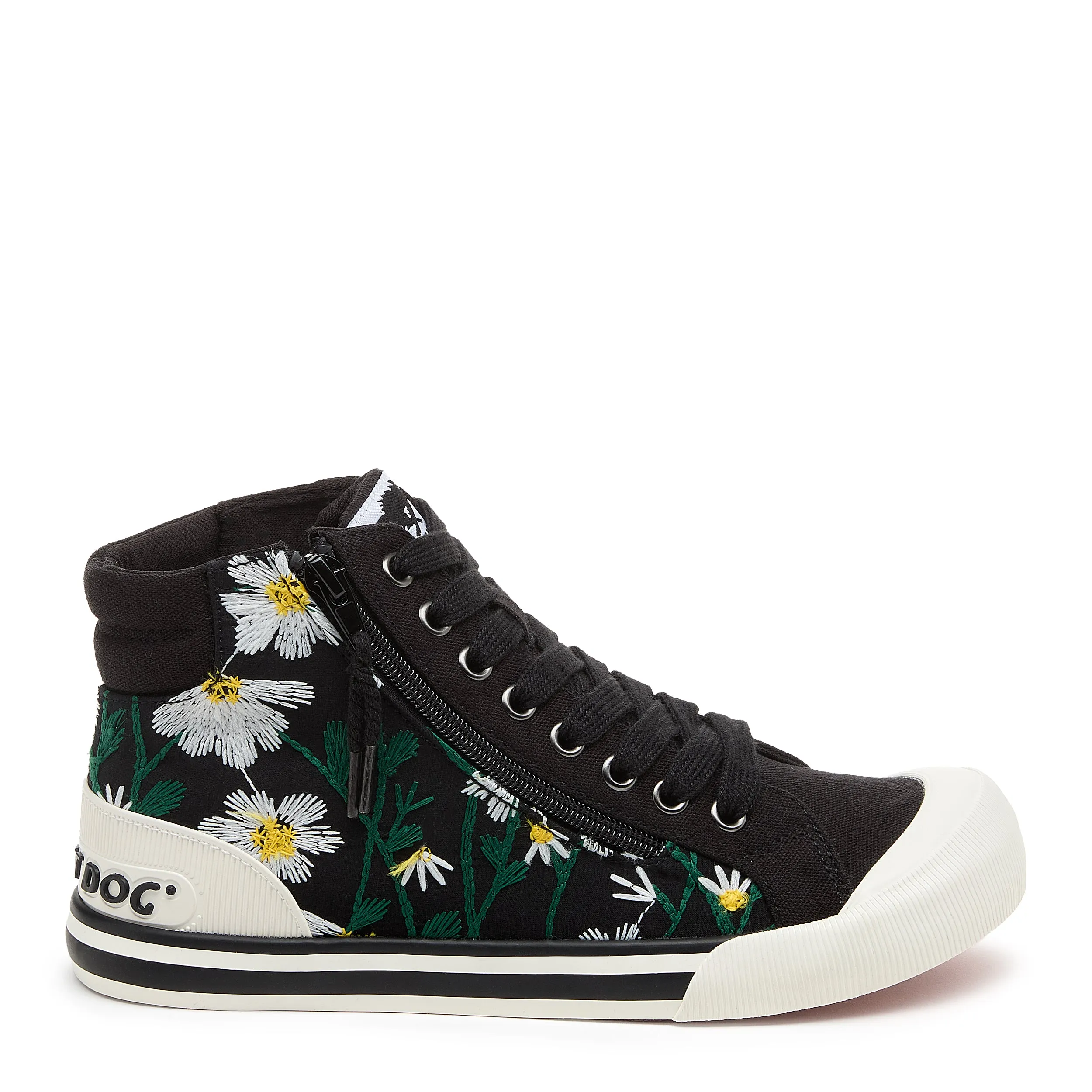Jazzin Embroidered Floral Black High Top Sneaker sold by Rocket Dog
