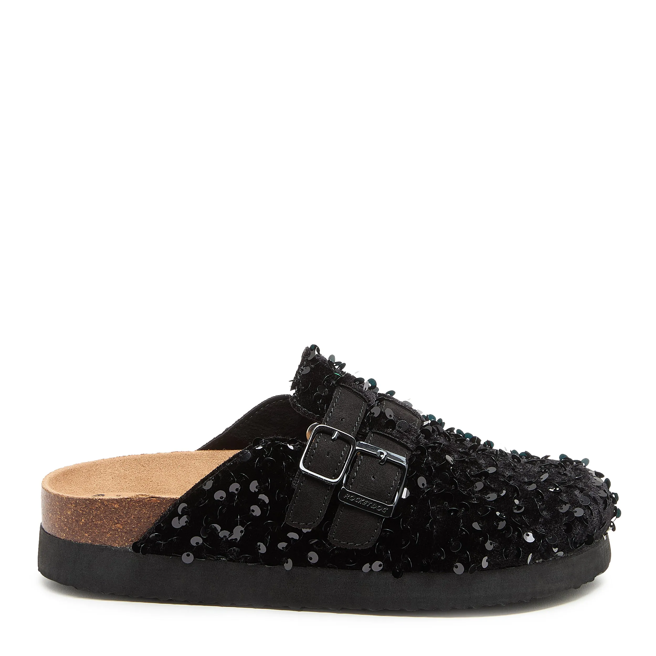 Abel Plus Black Sequin Mule sold by Rocket Dog