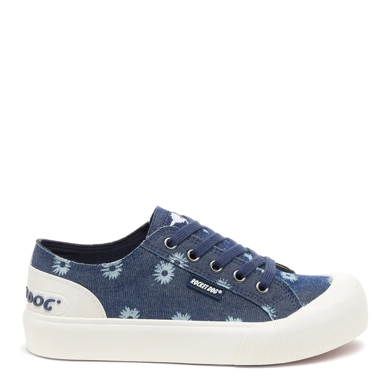 Jazzin Plus Denim Blue Floral Print sneakers sold by Rocket Dog