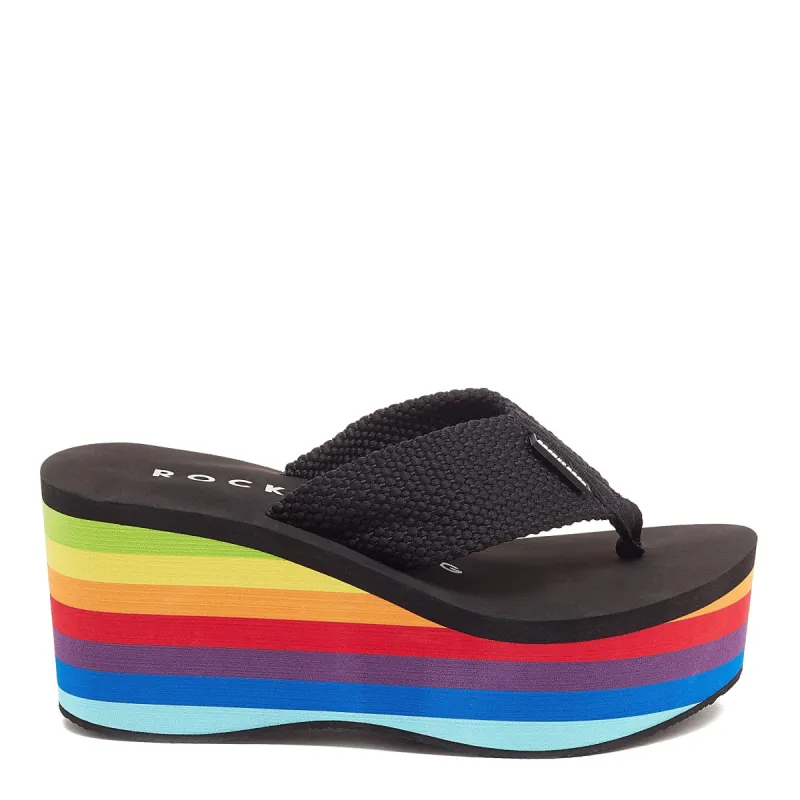 Crush Rainbow Black Platform Flip Flop sold by Rocket Dog