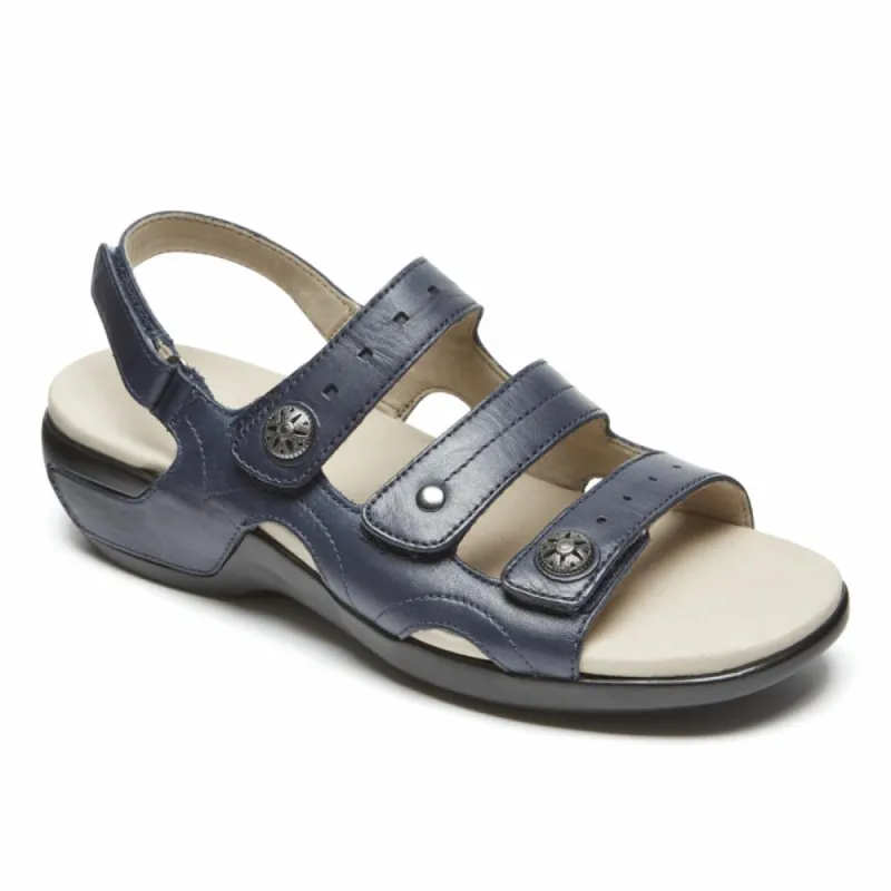 Aravon POWER COMFORT SANDALS THREE STRAP NAVY/LEATHER sold by Rockport