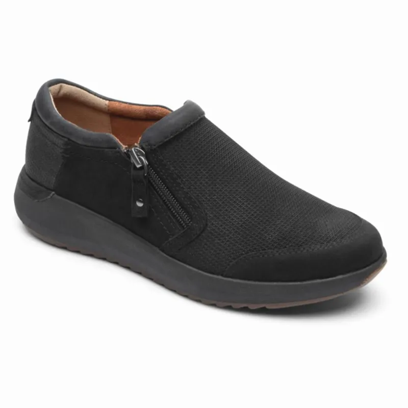 Cobb Hill SKYLAR ZIP SLIP BLACK NUBUCK sold by Rockport