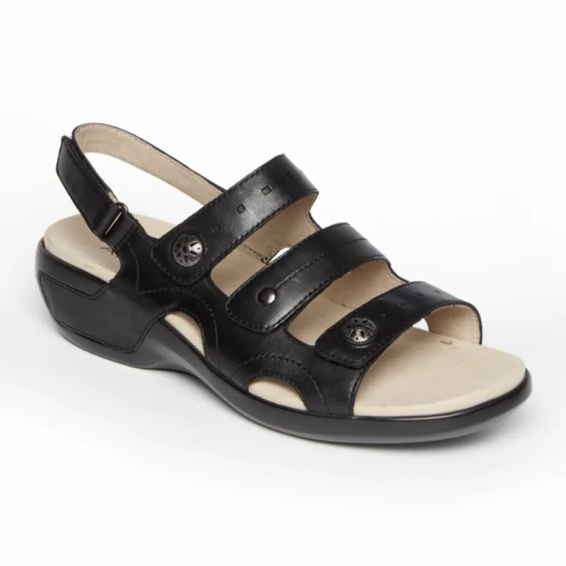 Aravon POWER COMFORT SANDALS THREE STRAP BLACK/LEATHER sold by Rockport