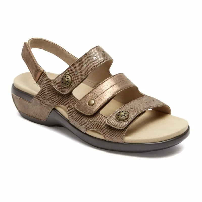 Aravon POWER COMFORT SANDALS THREE STRAP METALLIC TAUPE sold by Rockport