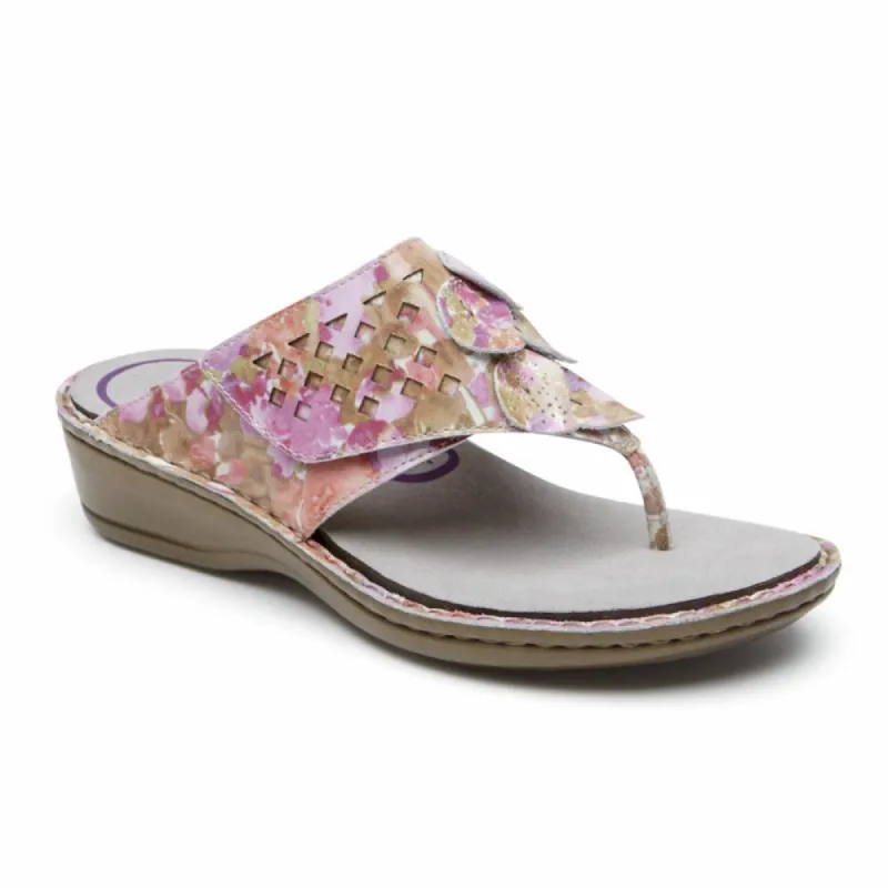 Aravon CAMBRIDGE THONG PINK/FLORAL sold by Rockport