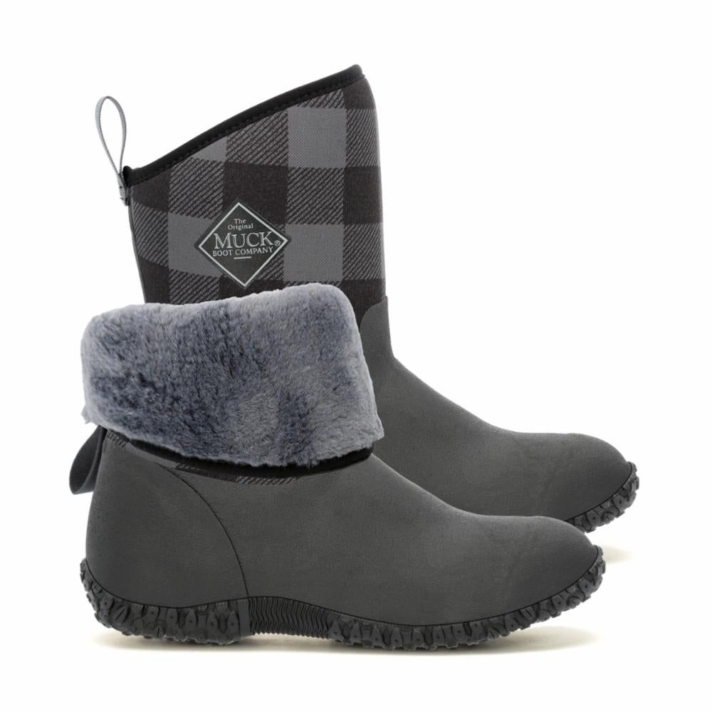 Muck Footwear Women MUCKSTER II MID FLEECE BLACK/GREYPLAID sold by Rockport