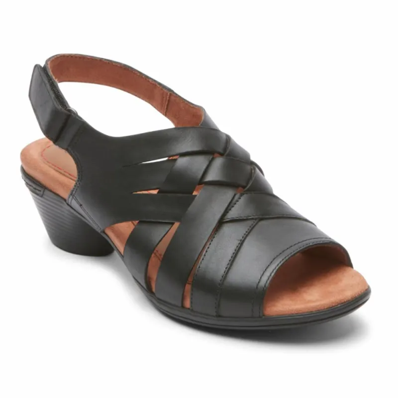 Cobb Hill LAUREL WOV SANDAL BLACK LTHR sold by Rockport