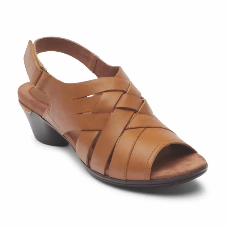 Cobb Hill LAUREL WOV SANDAL HONEY LTHR sold by Rockport