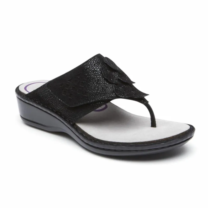 Aravon CAMBRIDGE THONG BLACK sold by Rockport