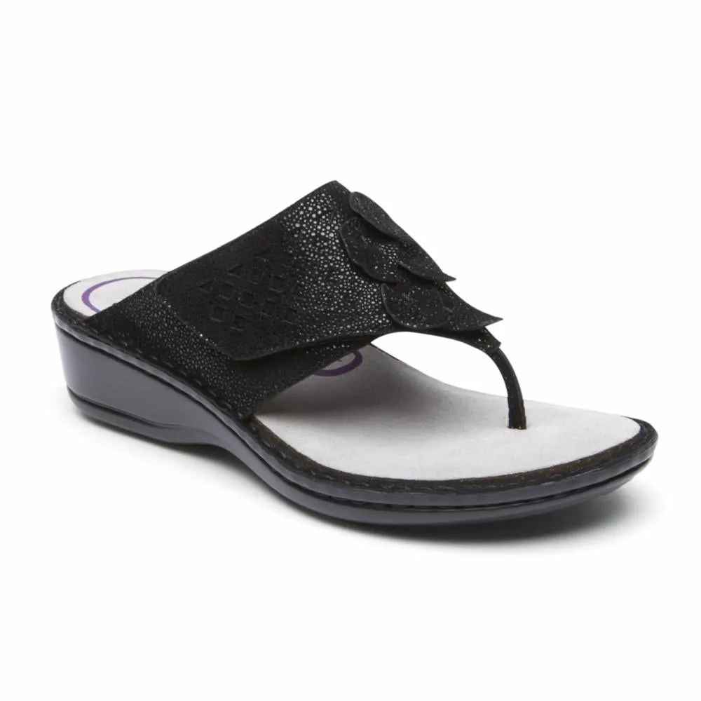 Aravon CAMBRIDGE THONG BLACK sold by Rockport