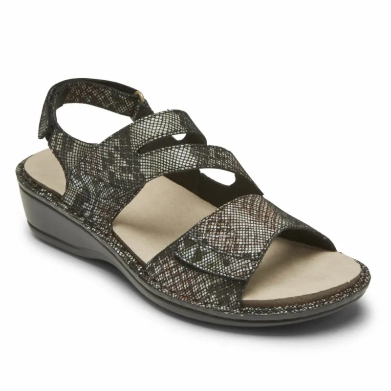 Aravon CAMBRIDGE 3 STRAP BLACK SNAKE MULTI sold by Rockport