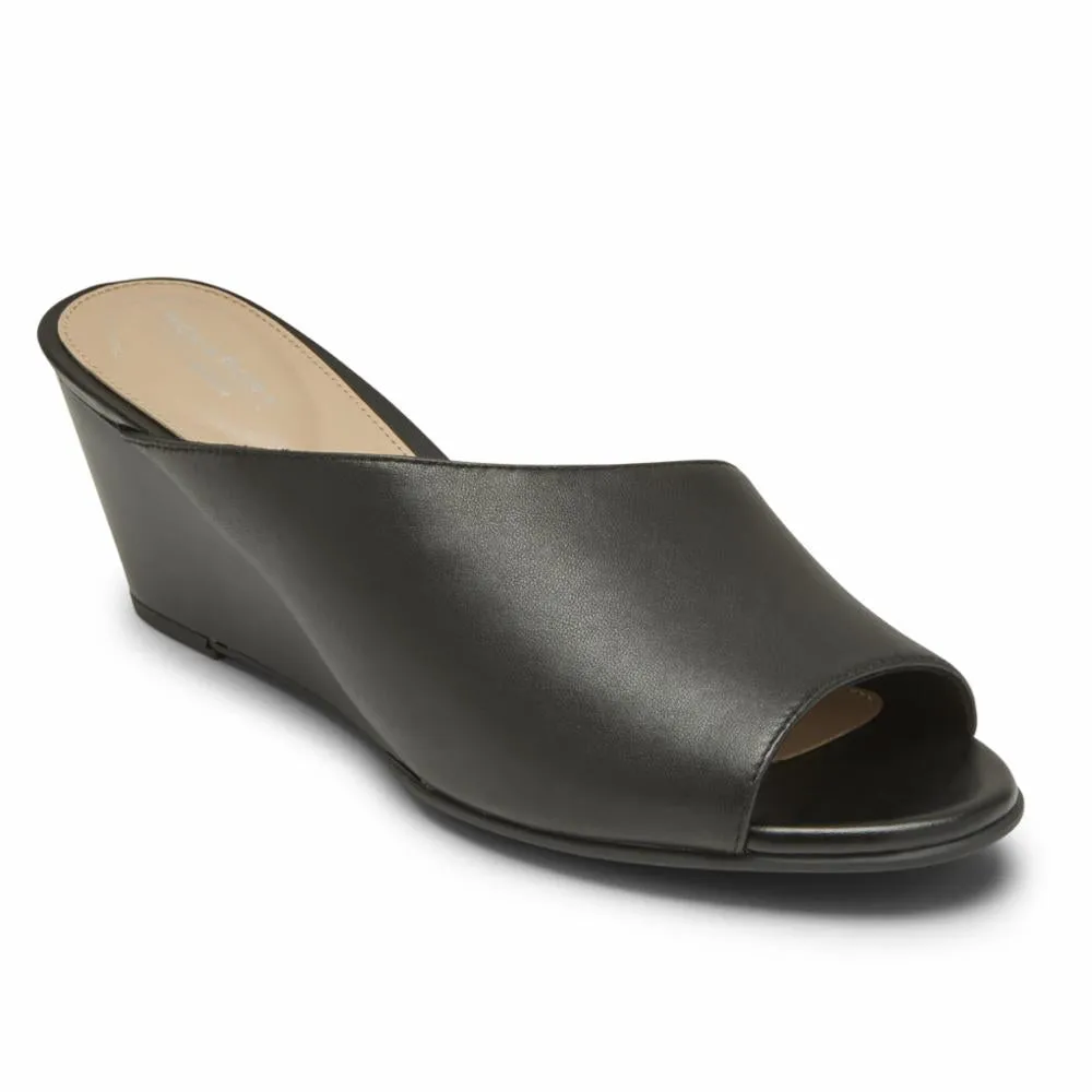 Rockport Women TOTAL MOTION TAYLOR ASYM SLIDE BLACK LTHR sold by Rockport